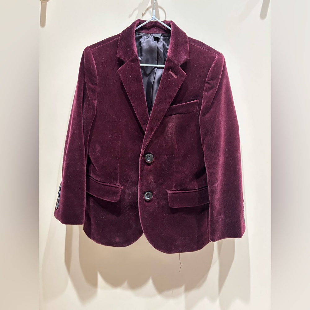 Crewcuts ludlow burgundy velvet blazer sz 6 formal